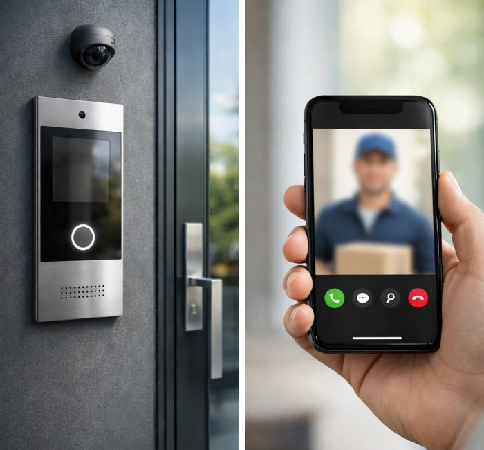 A,Modern,Building,Entrance,Or,Apartment,Doorway,With,A,Sleek